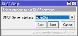 Setting MikroTik Sebagai DHCP Server Step 2