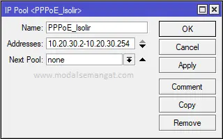 IP Pool PPPoE Isolir