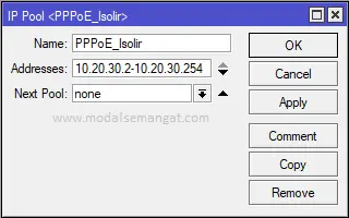 IP Pool PPPoE Isolir IP Pool PPPoE Isolir