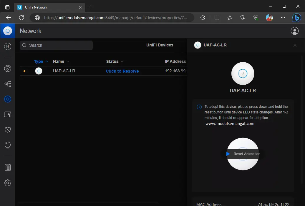 UniFi AP Managed by another console UniFi AP Managed by another console