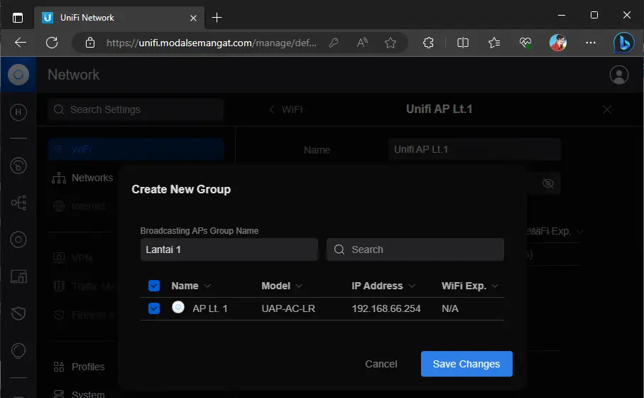 Create Unifi AP Group Create Unifi AP Group