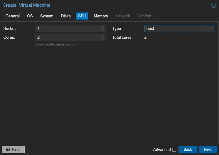 Create VM MikroTik Proxmox - CPU