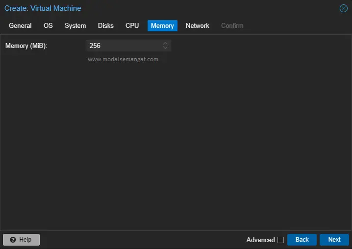 Create VM MikroTik Proxmox - Memory