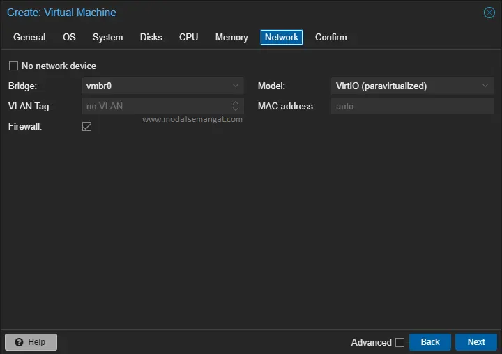 Create VM MikroTik Proxmox - Network