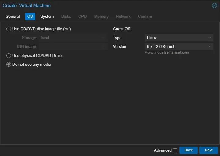 Create VM MikroTik Proxmox - OS Create VM MikroTik Proxmox - OS