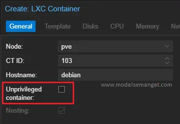 Privileged LXC Container Proxmox 