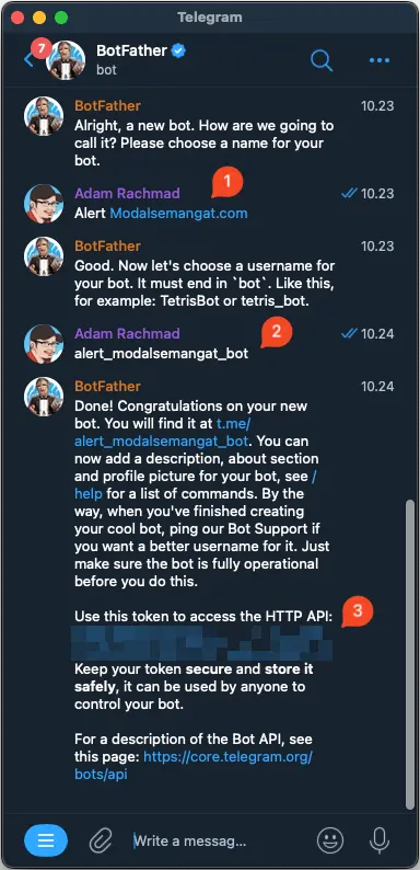 Buat BOT & Lihat TOKEN API Telegram Baru