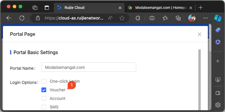 Voucher Login Hotspot Ruijie Cloud