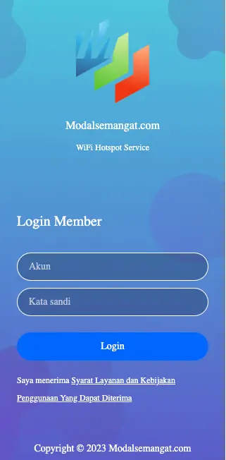 Halaman Login Hotspot Member Account Ruijie Cloud