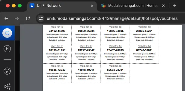 Print Voucher Hotspot UniFi