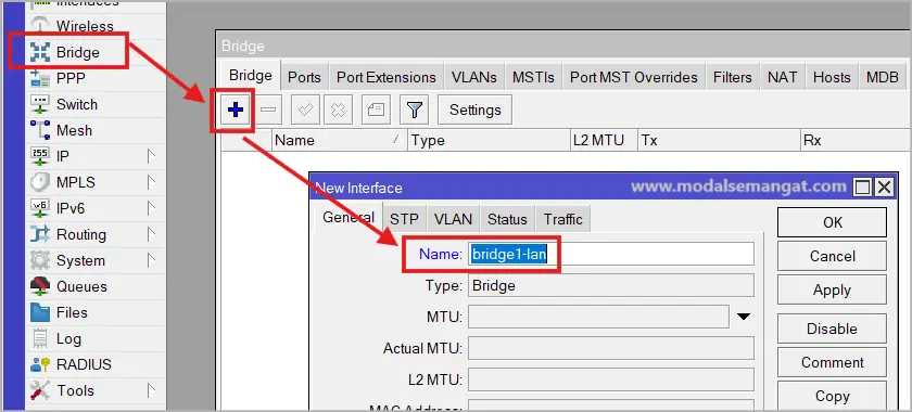 Cara Membuat Bridge Baru di Mikrotik Cara Membuat Bridge Baru di Mikrotik